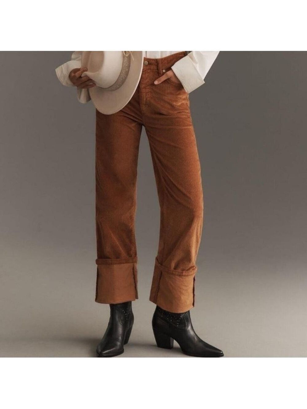 Anthropologie Pilcro The Scotty Cuffed High Rise Straight Leg Corduroy Size 27